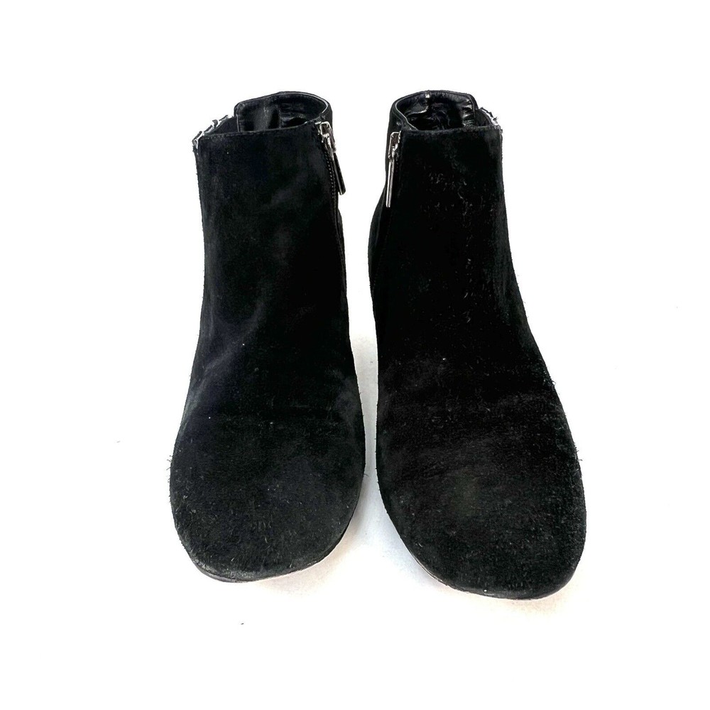 Aquatalia By Marvin K Boots Womens 9.5 Casual Zip Ankle Bootie Black Suede Heels - Picture 3 of 12